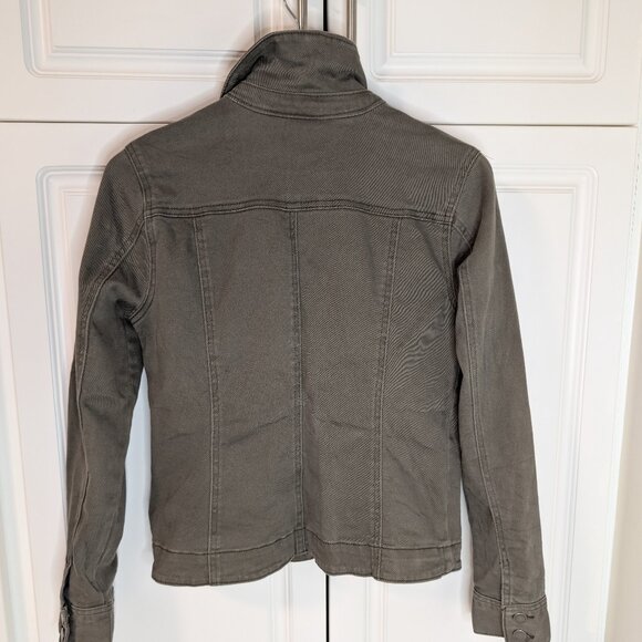 Charter Club Olive Green Cotton Stretch Denim Jacket Utility Chic Size S - Picture 3 of 11